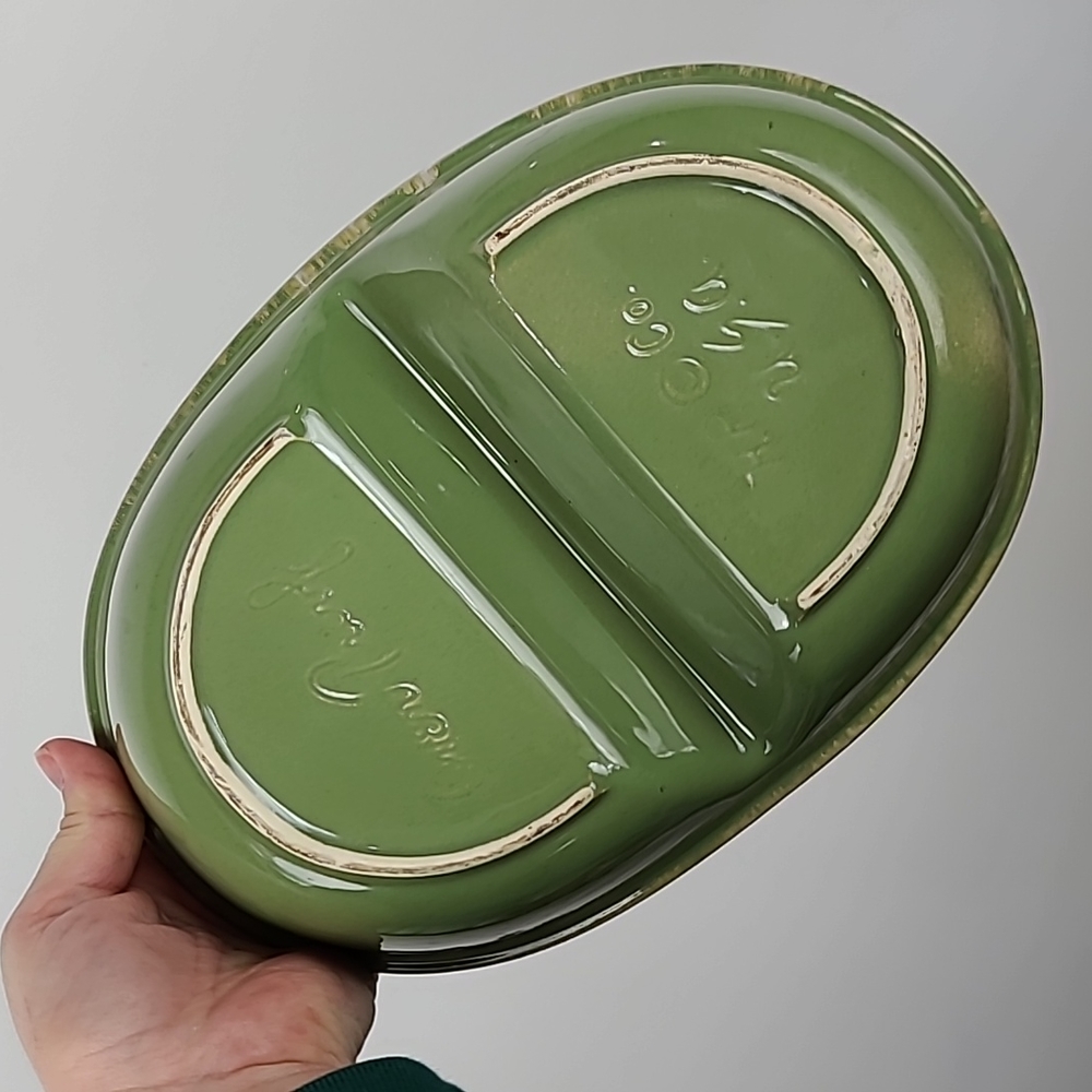 Vintage Green and Cream Divided Bakeware Dish - Picture 3 of 12